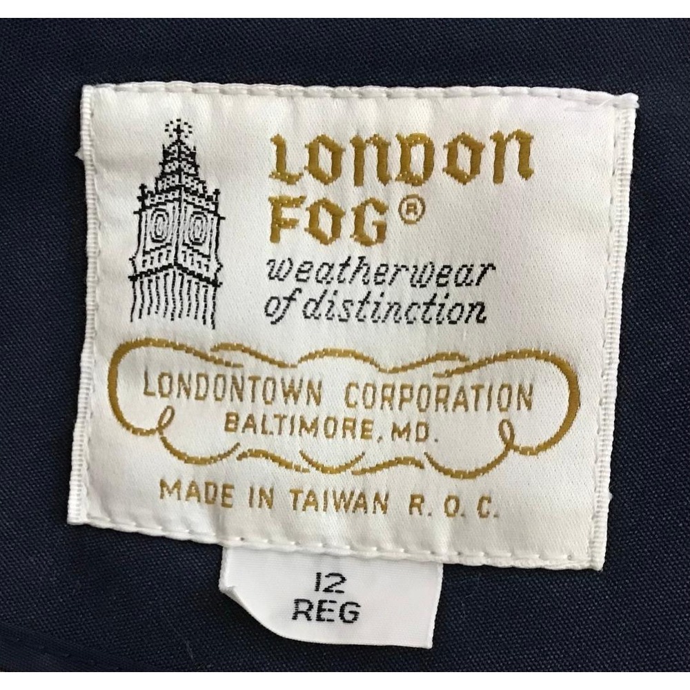 VTG London Fog Size 12 Tan & Navy Blue Raincoat Jacket Boat Vacation Utility - Picture 7 of 15